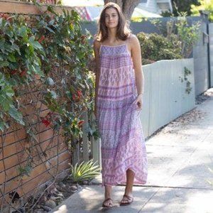Blue Boheme Betsy Floral Print Pink/ Blue Maxi Dress